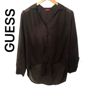 Guess Black Oversized Sheer Black Blouse